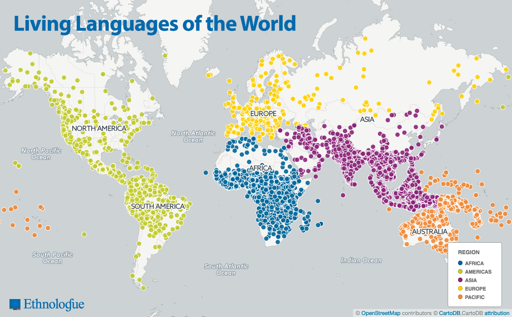 Map of the living languages of the world